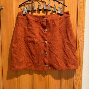 Rust Button-Front Skirt